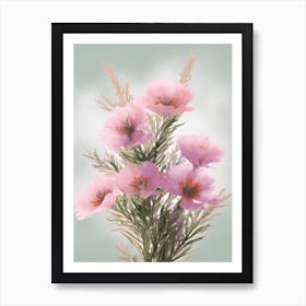 Heather Flowers Acrylic Painting In Pastel Colours 1 Art Print