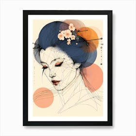 Japan Traditional Geisha Illustration By Ad 139 Art Print