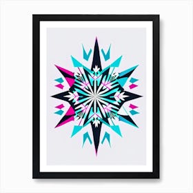 Symmetry, Snowflakes, Minimal Line Drawing 3 Art Print