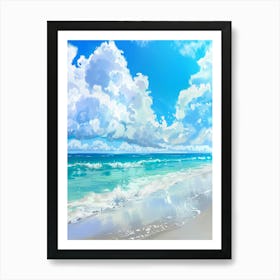 Beach With Clouds Art Print