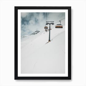 Riding The Lift In Winter Art Print