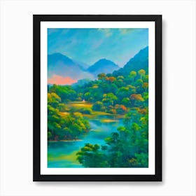 Taman Negara National Park Malaysia Blue Oil Painting 1  Art Print