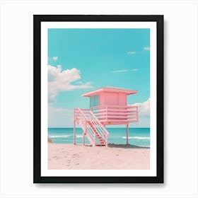 Pink Lifeguard Tower 1 Art Print