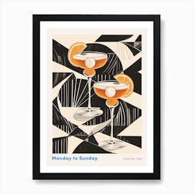 Art Deco Cocktails With Black & White Pattern Poster Art Print