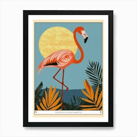 Greater Flamingo Celestun Yucatan Mexico Tropical Illustration 12 Poster Art Print