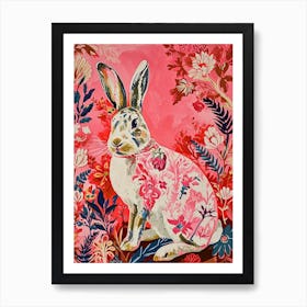 Floral Animal Painting Rabbit 4 Art Print