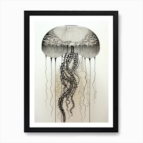 Upside Down Jellyfish Pencil Drawing 6 Art Print