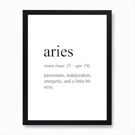 Aries Star Sign Definition Meaning Art Print