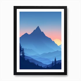 Misty Mountains Vertical Composition In Blue Tone 120 Art Print