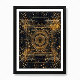 Abstract Golden Fractal Art Print