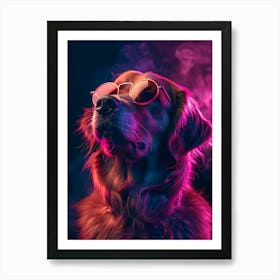 Beautiful Dog Under Neon Lights 9 Art Print