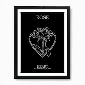 Rose Heart Line Drawing 3 Poster Inverted Art Print