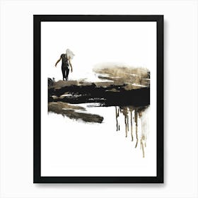 Woman Walking Down A Hill Art Print