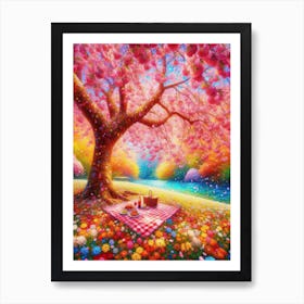 Picnic Under The Cherry Tree Art Print