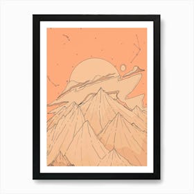 Peach Cloud Peaks Art Print