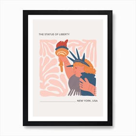 The Statue Of Liberty   New York, Usa, Warm Colours Illustration Travel Poster 2 Art Print