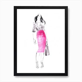 Woman In Pink Skirt Art Print