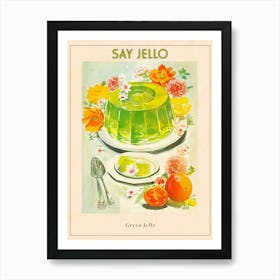 Retro Bright Green Jelly Vintage Cookbook Inspired 3 Poster Art Print