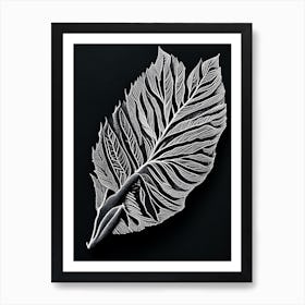 Wild Cherry Bark Leaf Linocut 2 Art Print