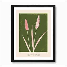 Pink & Green Fountain Grass 1 Flower Poster Art Print