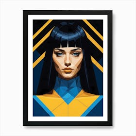 Geometric Woman Portrait Pop Art Fashion Yellow (17) Art Print