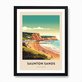 Devon Vintage Travel Poster Saunton Sands 3 Art Print