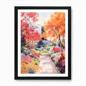 Claude Monets Garden, France In Autumn Fall Illustration 3 Art Print