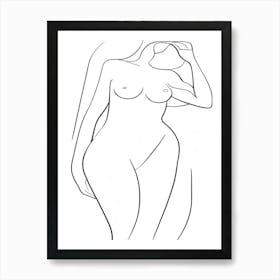 Abstract  Nude Woman Drawing  Line Art Print