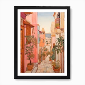 Tunis Tunisia 1 Vintage Pink Travel Illustration Art Print