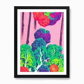 Rapini 2 Risograph Retro Poster vegetable Art Print