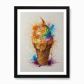 Rainbow Ice Cream Cone 10 Art Print