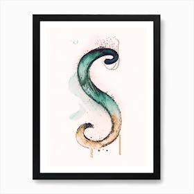 S  Letter, Alphabet Minimalist Watercolour 3 Art Print