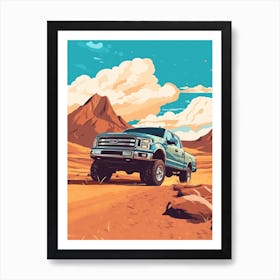 A Ford F 150 In The Andean Crossing Patagonia Illustration 4 Art Print