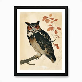 Spectacled Owl Vintage Illustration 4 Art Print