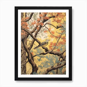 Winged Elm 3 Vintage Autumn Tree Print  Art Print