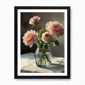 Bouquet of flowers in a glass vase Art Print