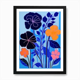 Blue Flower Illustration Nasturtium 2 Art Print