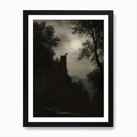 Dark Gothic Crow At Night Art Print