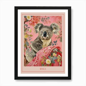 Floral Animal Painting Koala 1 Poster Art Print