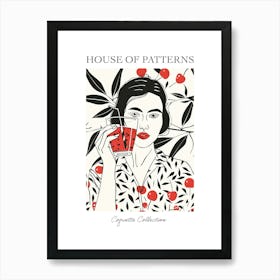 Woman Portrait With Cherries 5 Pattern Poster Art Print