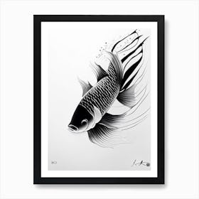 Kigoi Koi 1, Fish Minimal Line Drawing Art Print