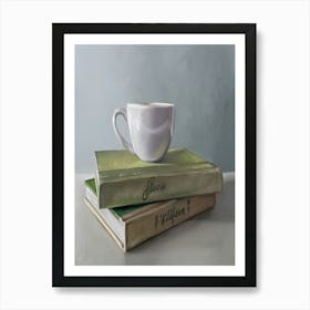 Coffee Cup On Books Art Print