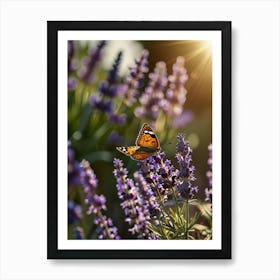 Butterfly On Lavender Flowers 3 Art Print