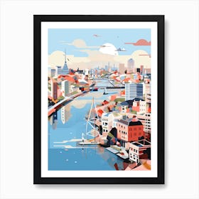 Hamburg, Germany, Geometric Illustration 4 Art Print