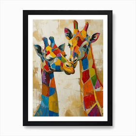 Geometric Colourful Giraffes 2 Art Print