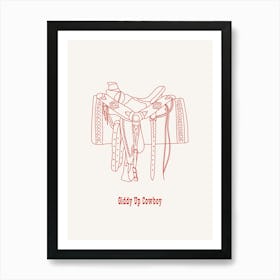 Giddy Up Cowboy Red Art Print