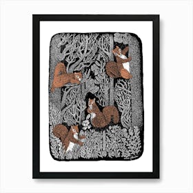 Squirrels In The Woods Art Print