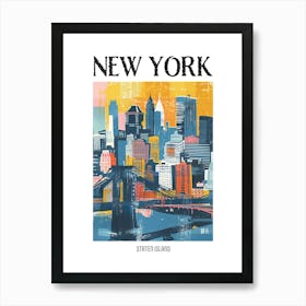 Staten Island New York Colourful Silkscreen Illustration 1 Poster Art Print