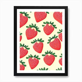 Strawberry Repeat Pattern, Fruit, Marker Art Illustration 2 Art Print