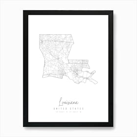 Louisiana Minimal Street Map Art Print